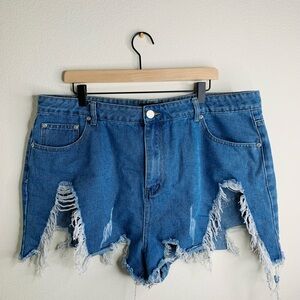 Distressed Denim Shorts